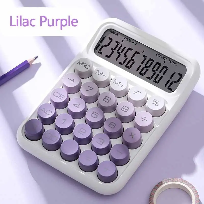 Portable Mini Calculator without Battery, 1 Count 12 Bit Desktop Calculator with Sensitive Button, Accounting Supplies for Office School 6