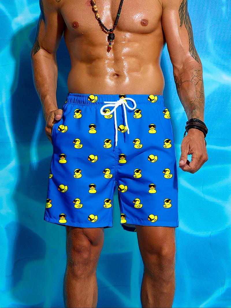 Product Introduction of Men's Duck Print Drawstring Waist Beach Shorts, Casual Comfy Breathable Swim Shorts for Summer, Men's Swimwear for Outdoor Clothing Beach Vacation 4