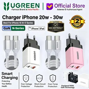 UGREEN Charger Mfi For iPhone 15 16 17 Series, Samsung, iPad Type C Fast Charging 20w 30w Handphone
