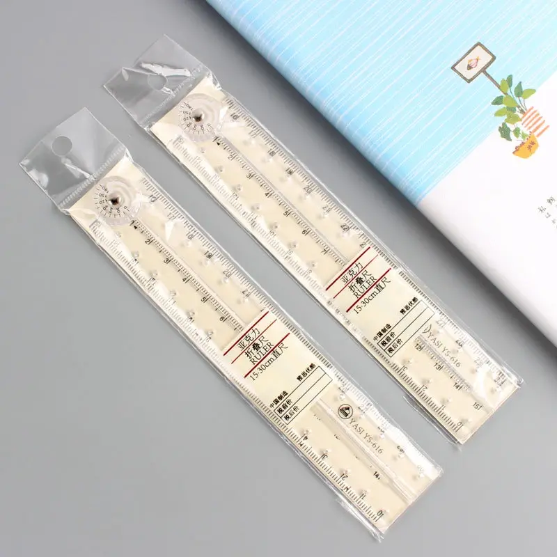 Thước Gấp Trong Suốt Bằng Acrylic, Thiết Kế Sáng Tạo, Với Cân Bằng Nhựa Đơn Giản, Thích Hợp Cho Học Sinh Và Vẽ, Thước Văn Phòng Phẩm 2