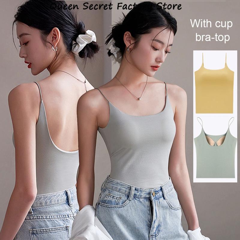 Áo Vest Hai Dây Dài, Thiết Kế 2 Trong 1, Dành Cho Nữ, Đồ Lót Có Đệm Cúp Ngực, Đồ Lót Một Mảnh, Mặc Áo Vest Không Gọng