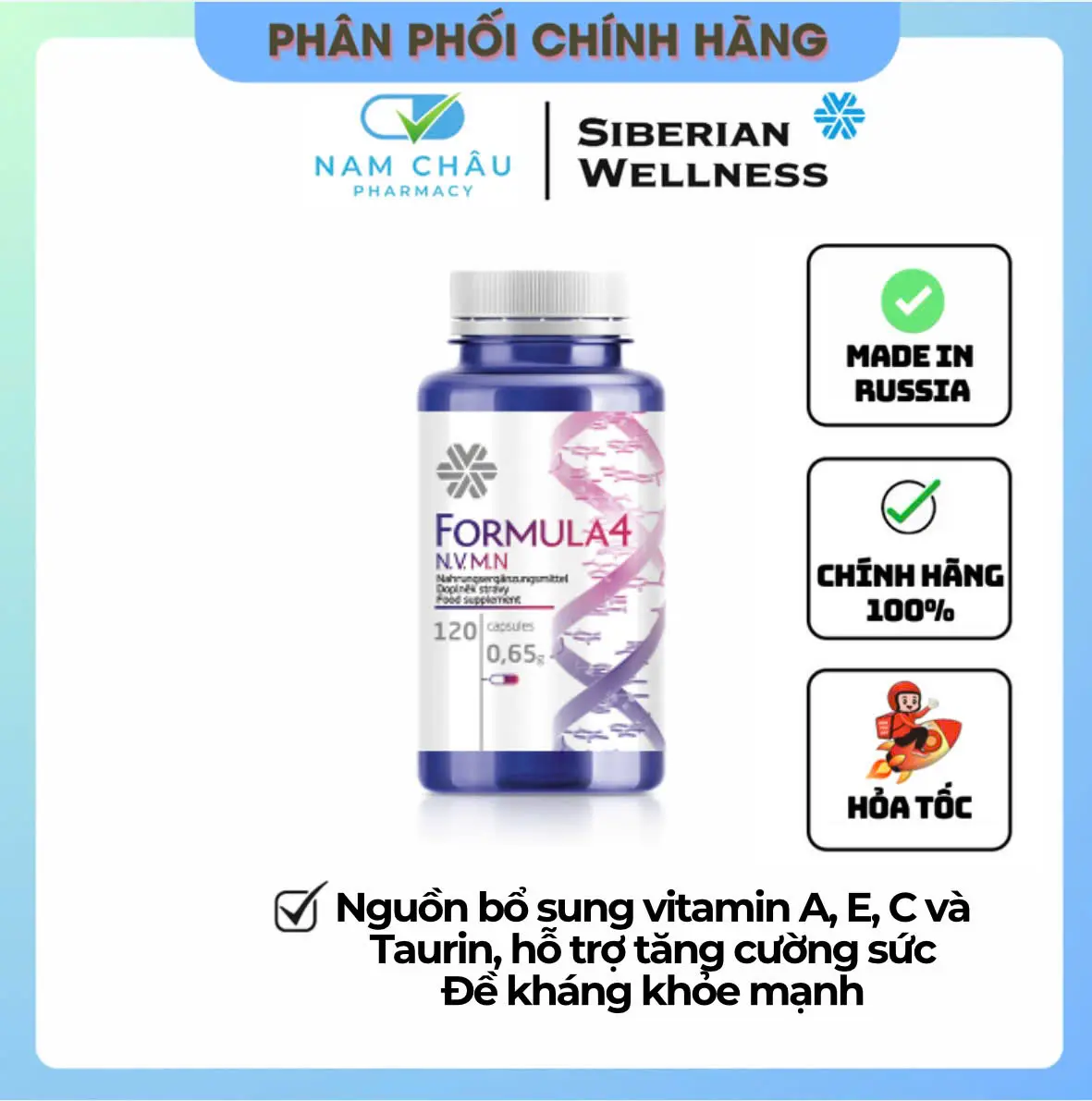 Thực phẩm SIBERIAN WELLNESS FORMULA 4, hỗ trợ ngăn ngừa oxy hóa , bảo vệ mọi tế bào cơ thể, Hộp 120v