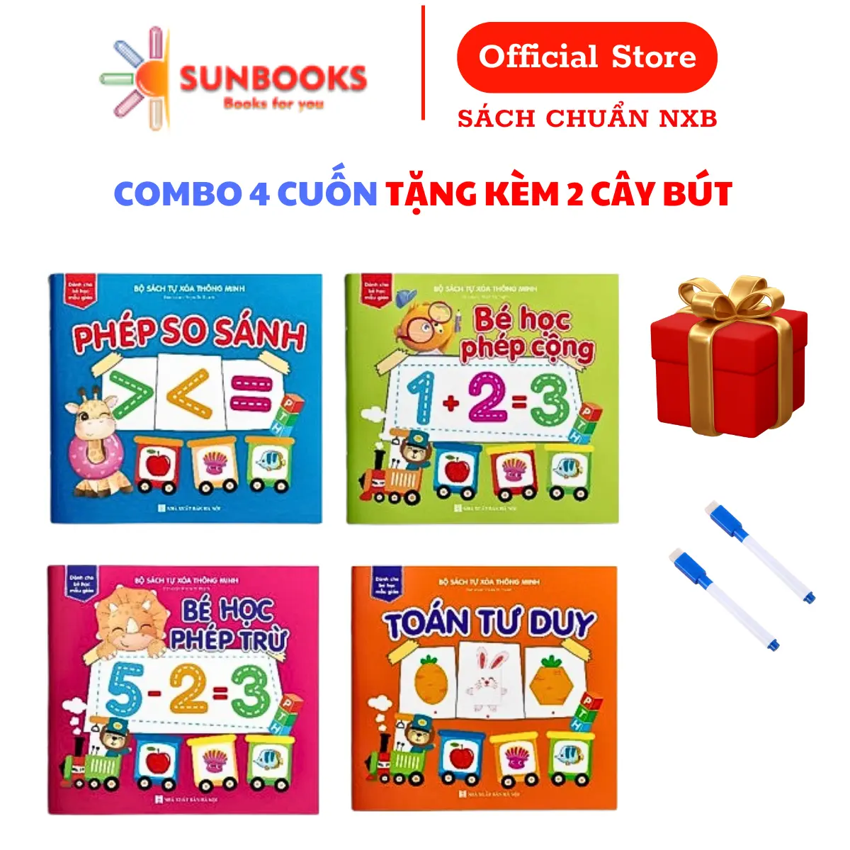 Sách - Tô Xóa Thông Minh - Bộ 4 Cuốn - Bé Học Phép Cộng, Bé Học Phép Trừ, Phép So Sánh, Toán Tư Duy