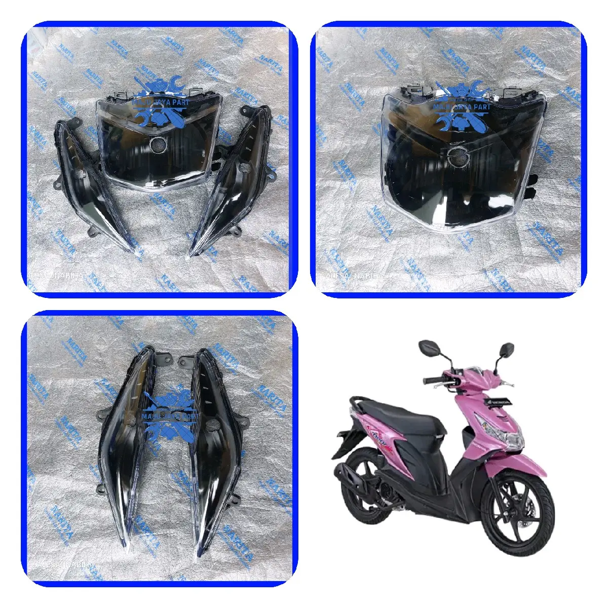 Reflektor Lampu Depan Plus Sein Beat Karbu Costum Hitam Smoke Motor Kaca Kendaraan Motorcycle
