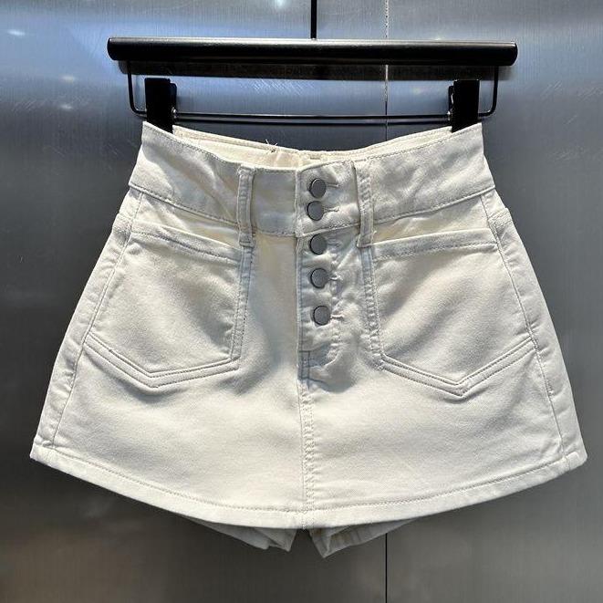 TIENSTYLE _ Quần Váy Jean Nữ Bigsize 5 Nút Túi Nhọn Chất Liệu Jean Cotton Mềm Không Giãn Màu Đen Trắng Size XS-5XL