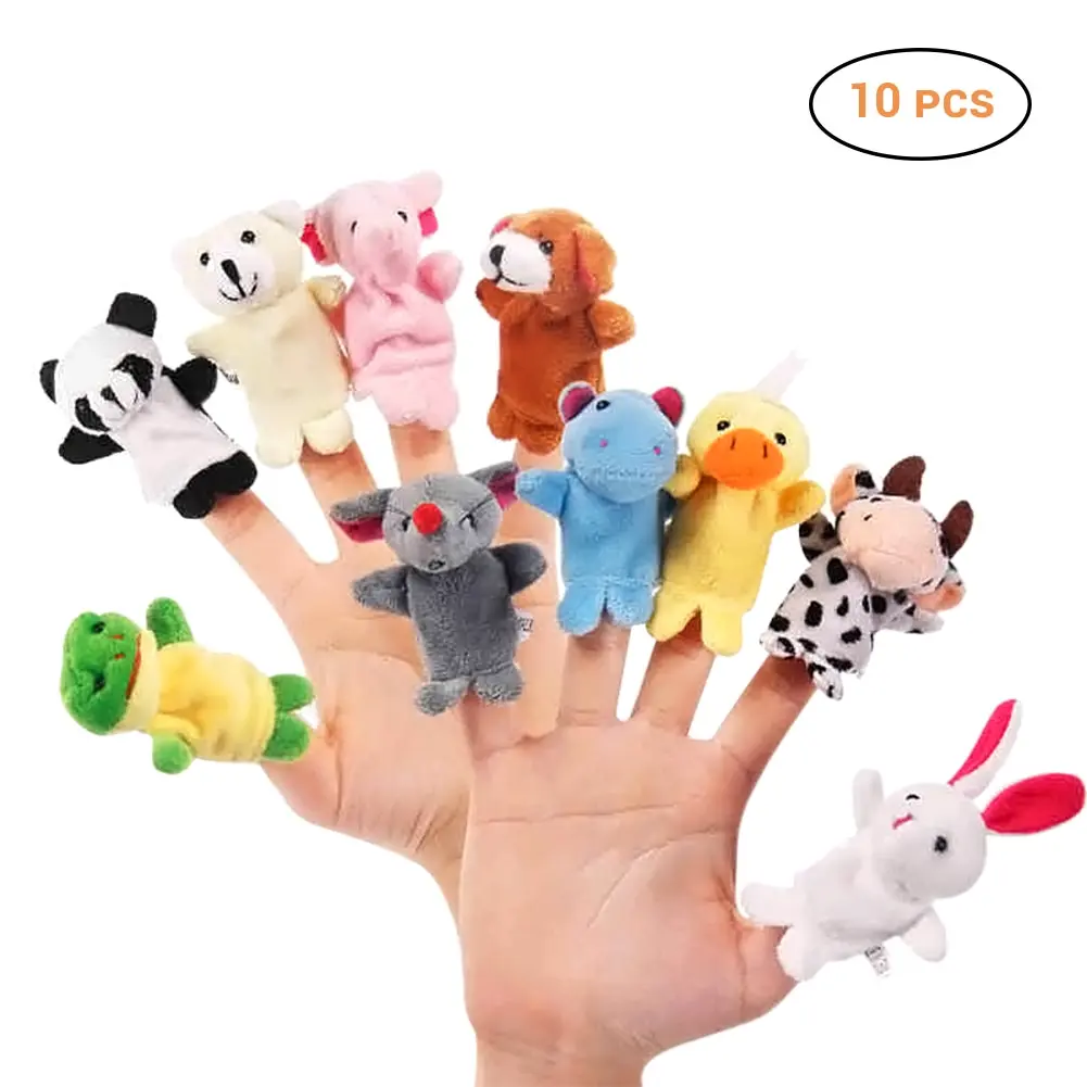 High Quality Baby Toy 10 Pcs Animal Finger Puppet Plush Toys Cartoon Biological Child Baby for Children Lovely Cute Gifts