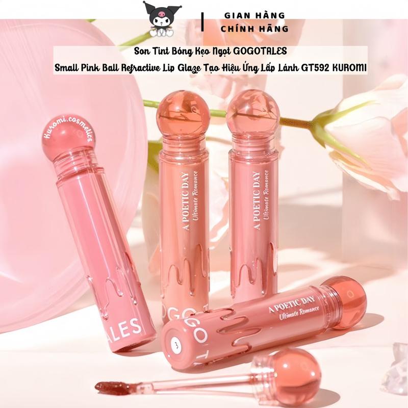  Son Tint Bóng Kẹo Ngọt GOGOTALES Small Pink Ball Refractive Lip Glaze Tạo Hiệu Ứng Lấp Lánh GT592 KUROMI Son Môi Cosmetic Nữ 