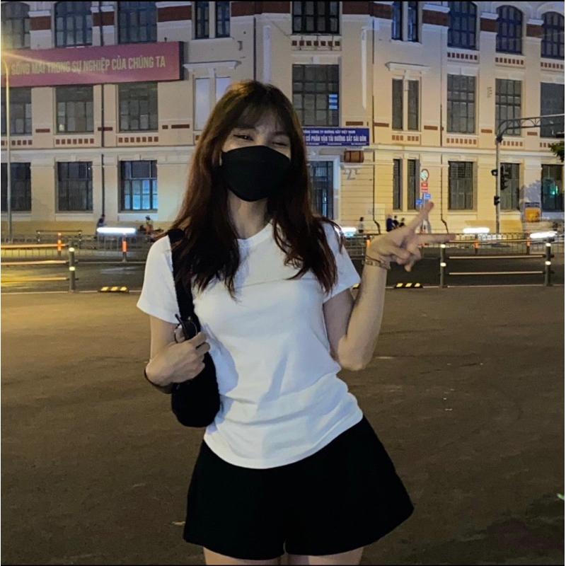 Áo Thun Nữ, Dáng Rộng Vừa Vặn, Ôm Sát, Cổ Tròn, Trơn 5