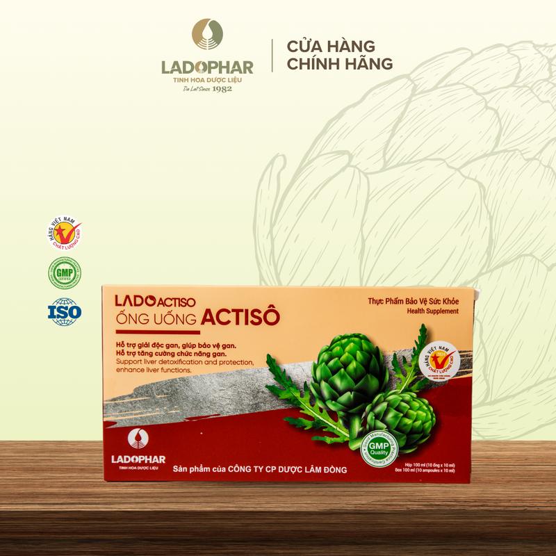 Ống uống Lado Actiso Ladophar thải độc gan, thông mật, nhuận tràng (Hộp 10 ống x 10ml) - Ladophar