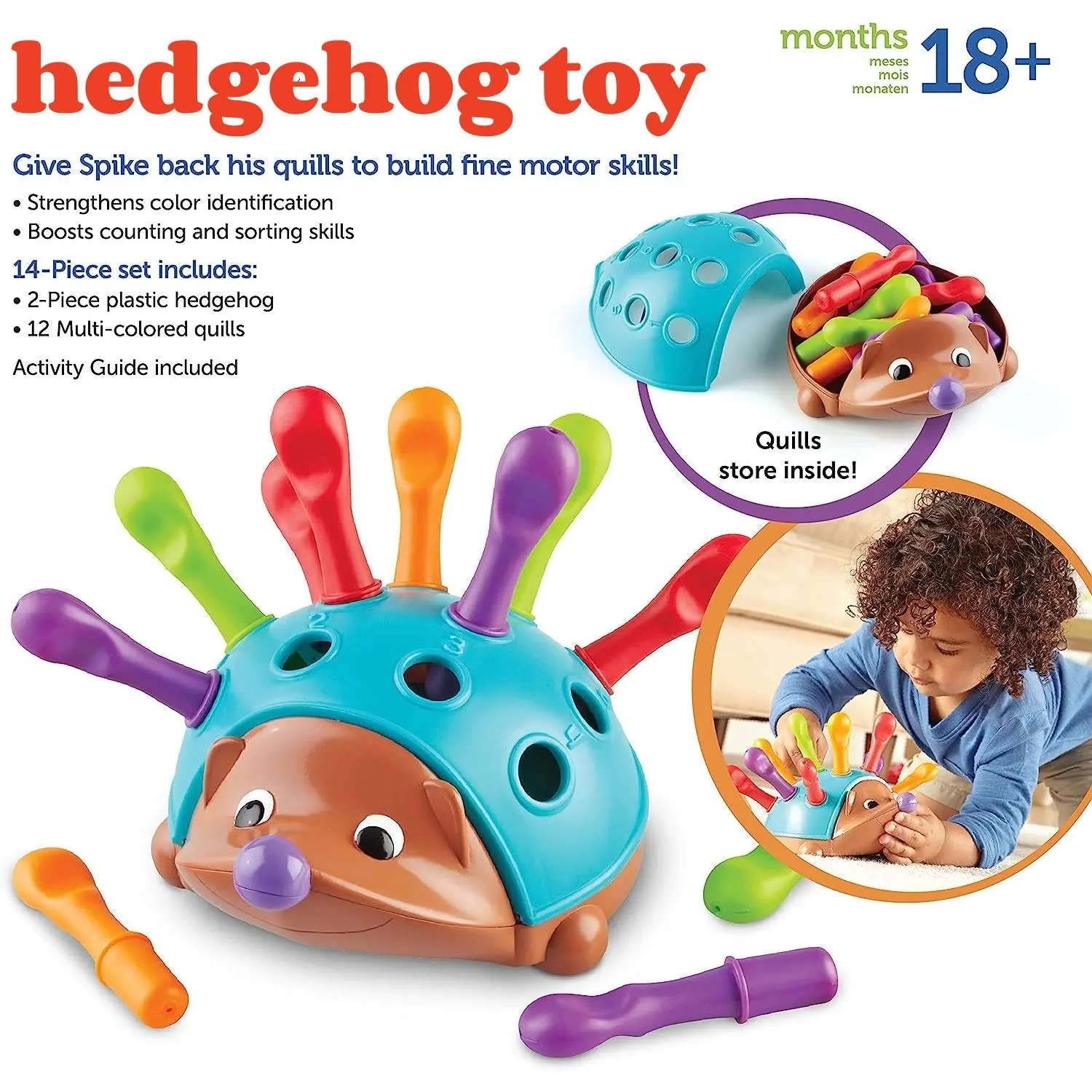 Hedgehog toy Montessori sensory learning color number classification puzzle early education toys For Kids