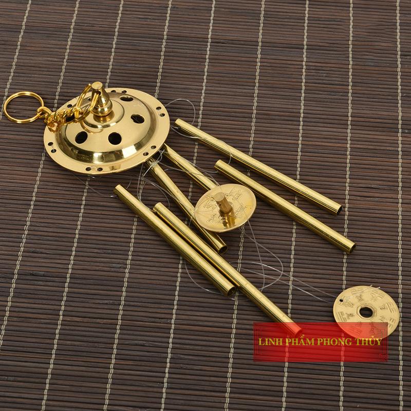 Chuông Gió Phong Thủy 1 Tầng 6 Thanh Bằng Đồng Kích Thước 2in – 4in