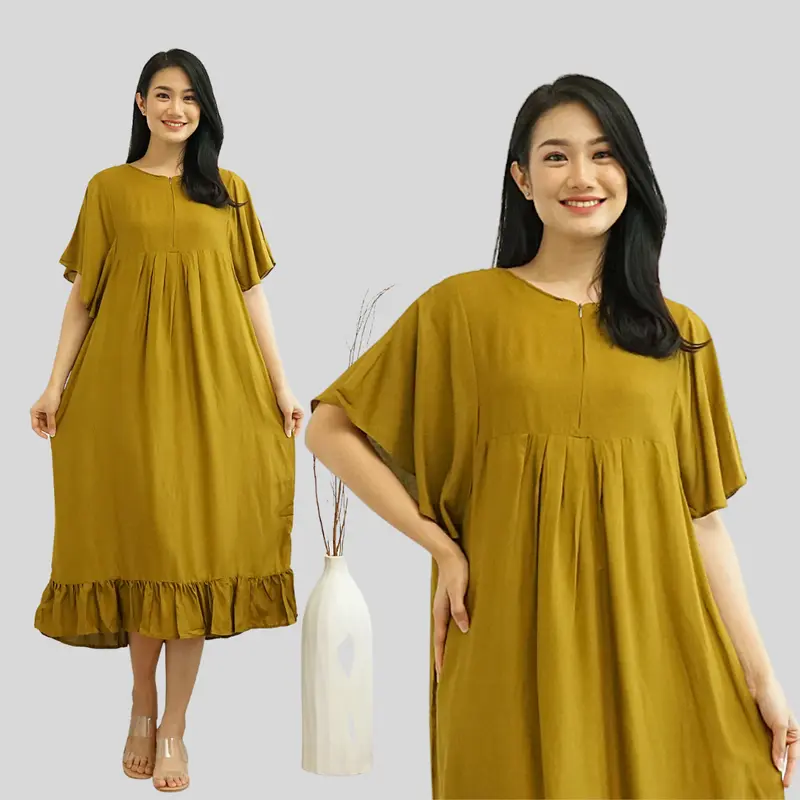 Daster Polos Starla Kekinian Adem Crinkle Busui Katun 0