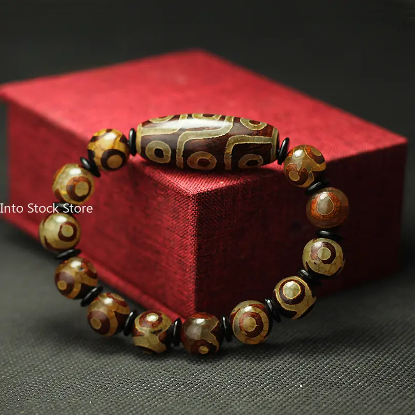 Tibetan Dzi Beads Bracelet Ethnic Style Great Quality Nine and Three eyes Natural Stone Materials