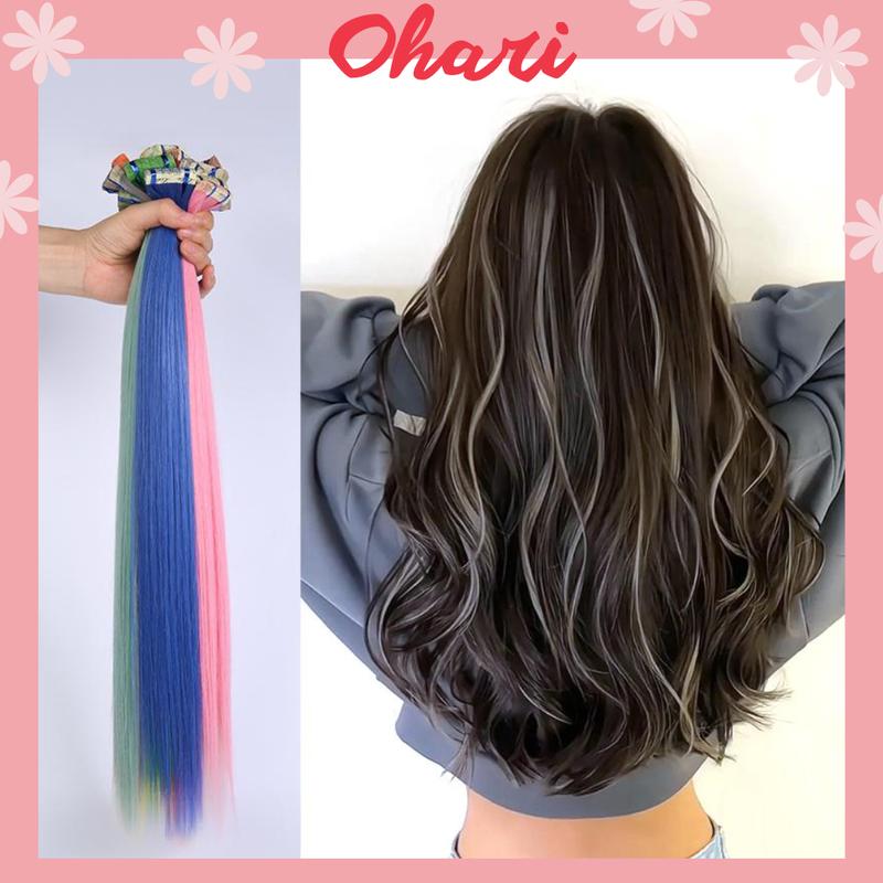 Tóc line dán làn từ sợi protein tóc giả đẹp tóc kẹp dài thẳng light 65cm lọn nhiều màu phong cách Hàn Quốc T17