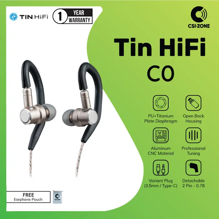 Tin HIFI C0 PU + Titanium Diaphragm Driver In Ear Monitor Earphone
