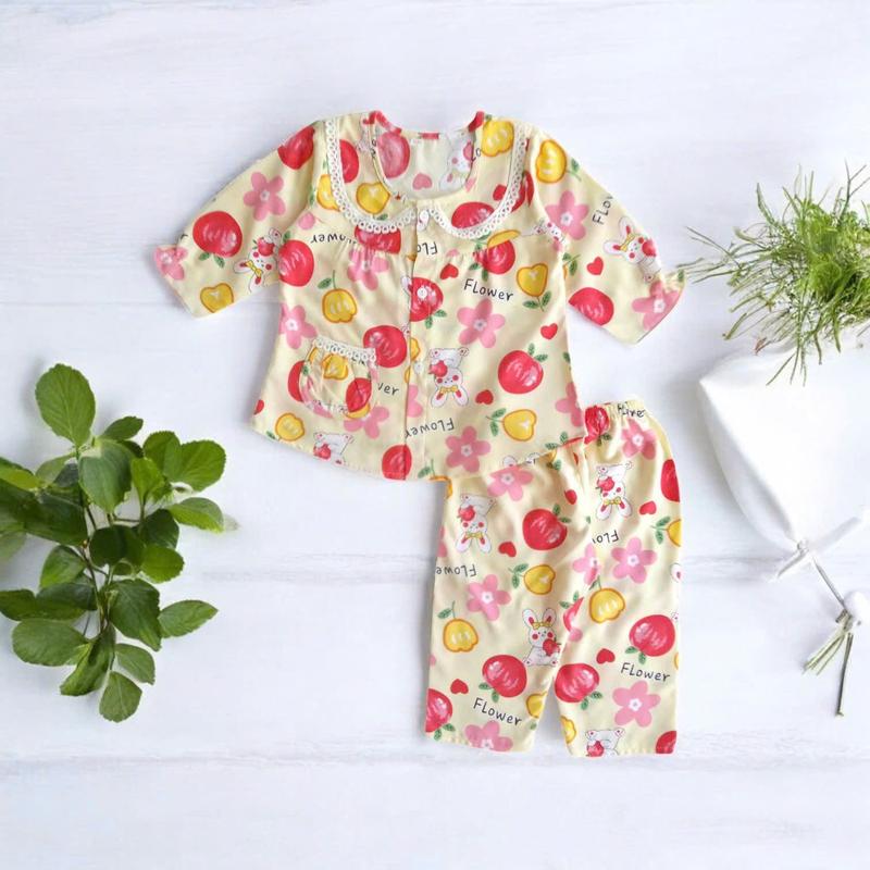 Đồ ngủ pijama bé gái 5 - 11kg fom rộng rãi, số 1-4, set quần áo ngủ cho bé gái, tay dài quần dài, chất vải tole 2 da loại 1, bộ lanh cho bé gái