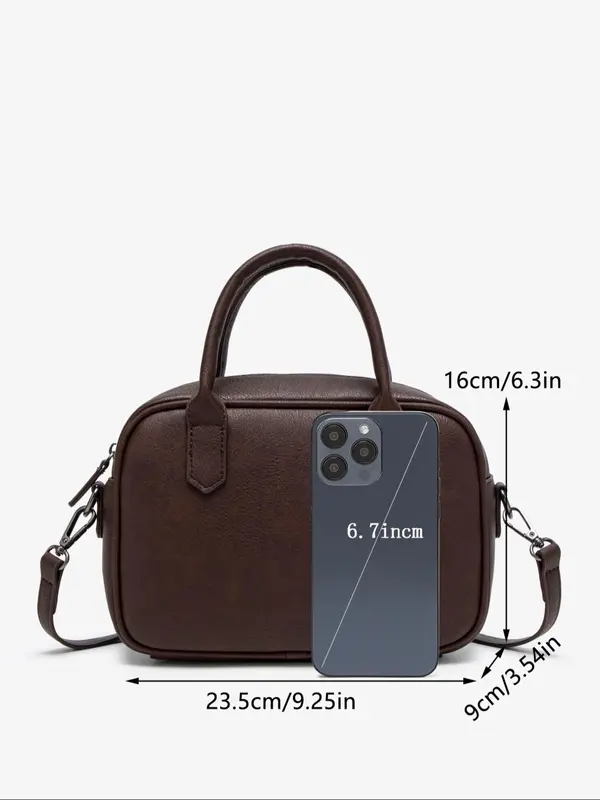 Women's Solid Color Handbag, Fashionable Large Capacity Commuter Bag, Versatile Shoulder Bag for Daily Use, Casual Trendy Versatile High-quality Daily Commuting Bag 1