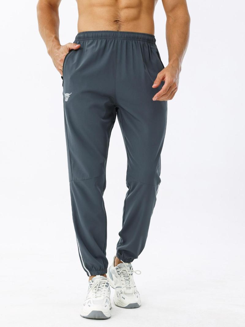 Product Introduction of Men's Animal Print Side Stripe Pocket Jogger Pants, Regular Fit Elastic Waist Woven Bottoms for Summer Spring Fall, Casual Men's Trousers for Daily Wear 1