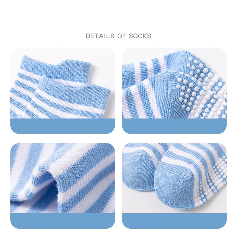 6 Pairs 0-5 Years Old Non-Slip Kids Socks with Grip Little Girls Boys Ankle Socks Infants Toddlers Children Floor Socks 3