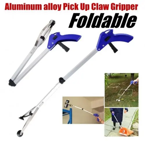 Alat Penjepit Barang Bahan Stainless Alat Capit Pemungut Sampah Pengambil Barang Lipat Tongkat Serba Guna 0