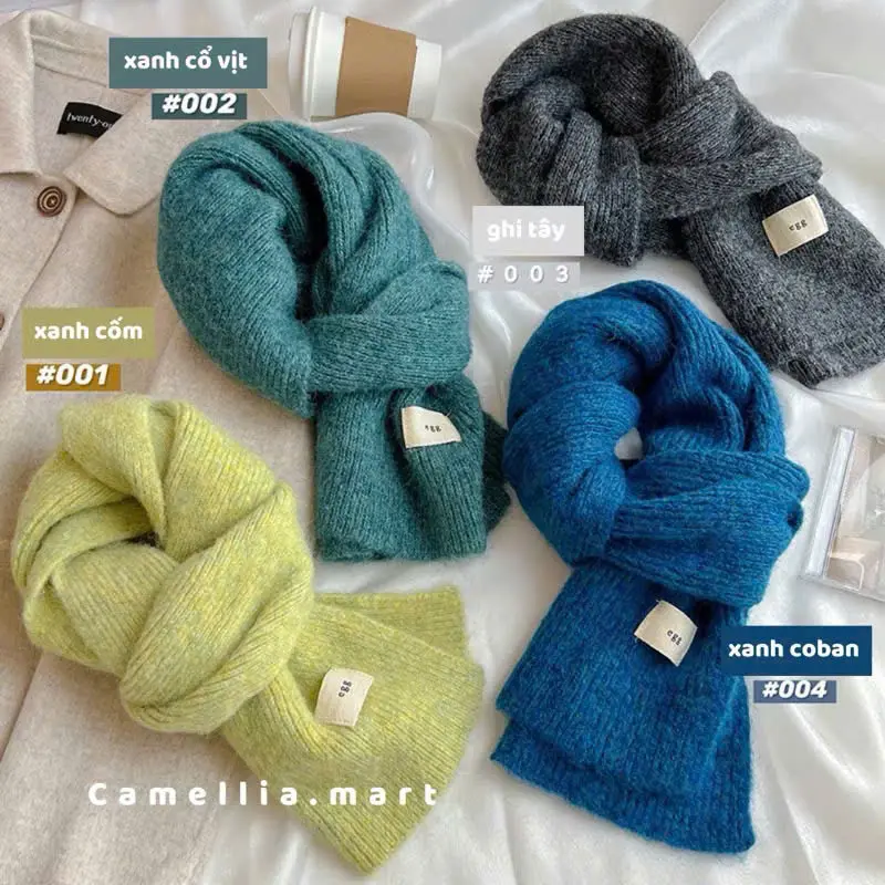 Khăn choàng len dệt kim EGG Korea sáp mềm mại, khăn quàng cổ trơn unisex chất cashmere ấm áp new 2024 2