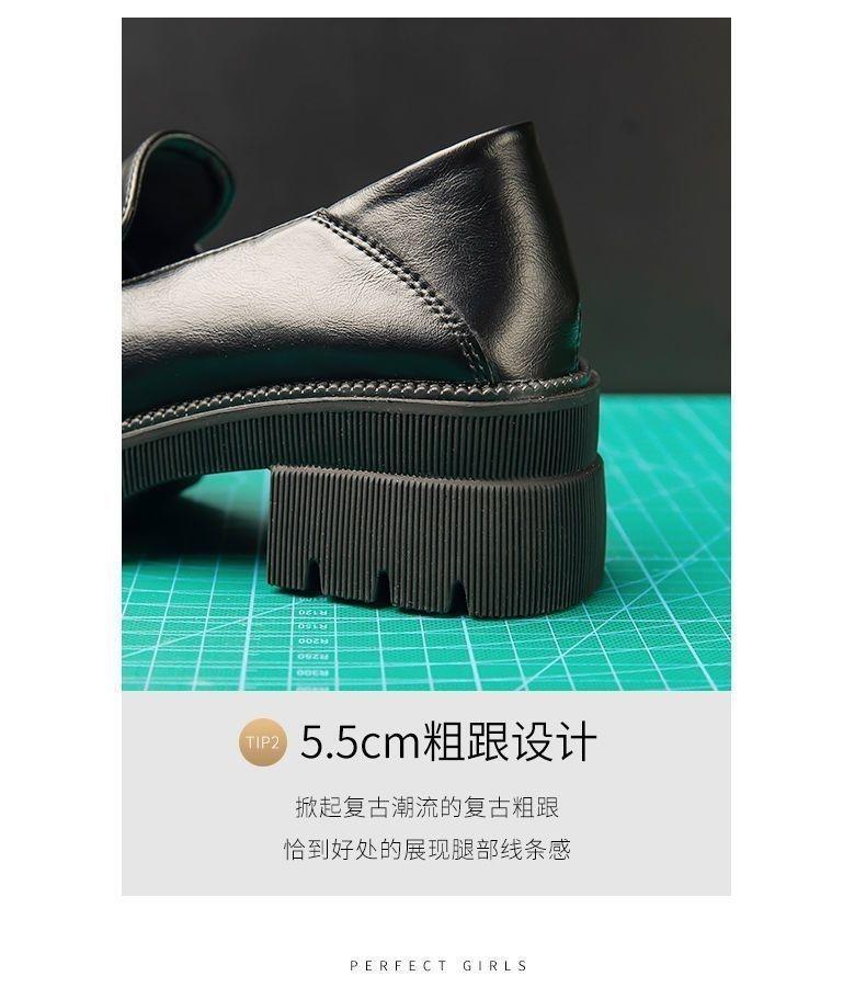 Product Introduction of Platform Loafers Women's 2024 New Shoes Slip-on Leather Shoe Heighten Soft Bottom Spring British Style Single-Layer Shoes Closed 30