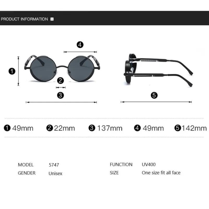 Product Introduction of Metal Steampunk Sunglasses Men Women Fashion Round Glasses Brand Designer Vintage Sun Glasses High Quality Sun Oculos 2021 18