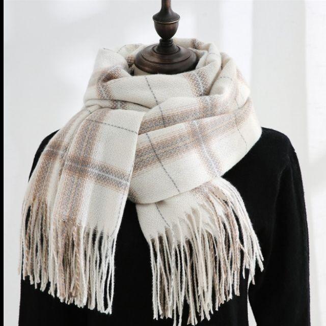 KAORU CASHMERE LONG SHAWL WOOL WINTER SCARF UNISEX SELENDANG PASHMINA - Kuning                                                                                                             . 2