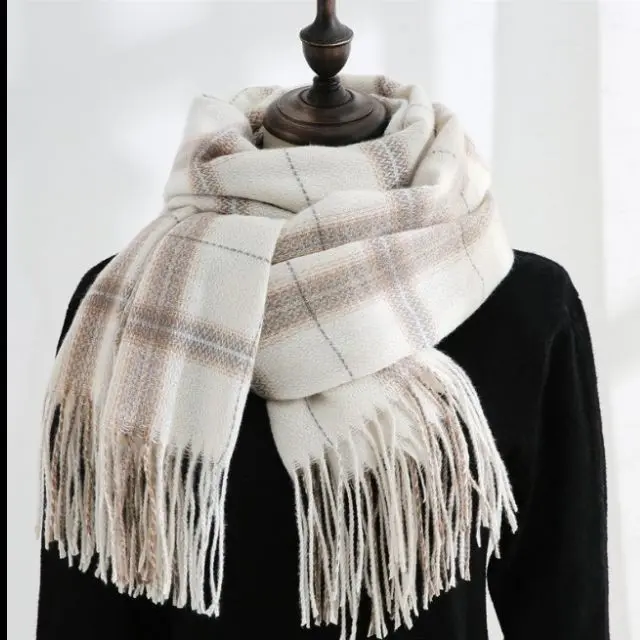 KAORU CASHMERE LONG SHAWL WOOL WINTER SCARF UNISEX SELENDANG PASHMINA - Kuning                                                                                                             . 2