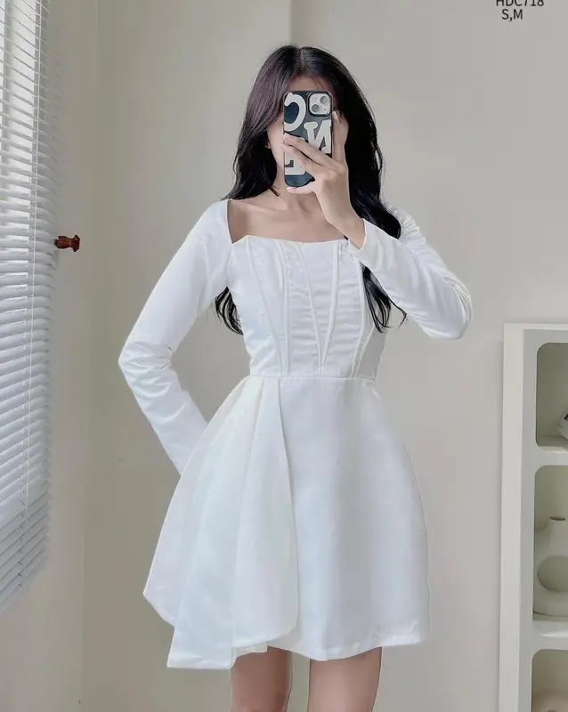 [Tuni Closet] HDC715 Đầm Nữ tiệc tapta trễ vai khoét lưng 4