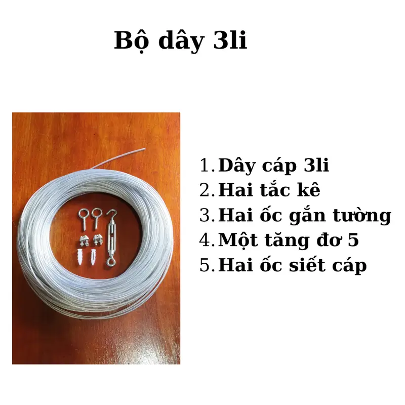 Bộ Dây Treo Rèm Cửa Ri Đô Phơi Đồ Bằng Cáp Bọc Nhựa 1