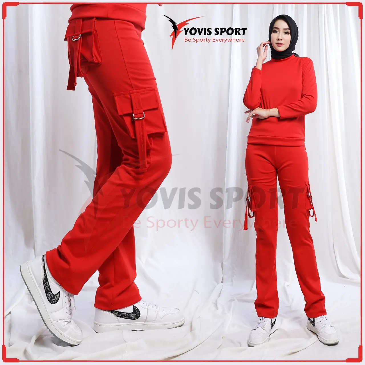 Celana Olahraga Cargo Panjang Kantong 4 Yovis Sport/Celana Senam Kantong Wanita/Celana Panjang Olahraga Cargo Terlaris sport wanita
