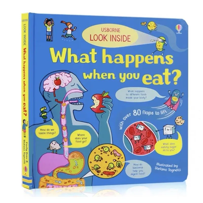 100% Quality Usborne Look Inside What Happens When You Eat? (Board Book)