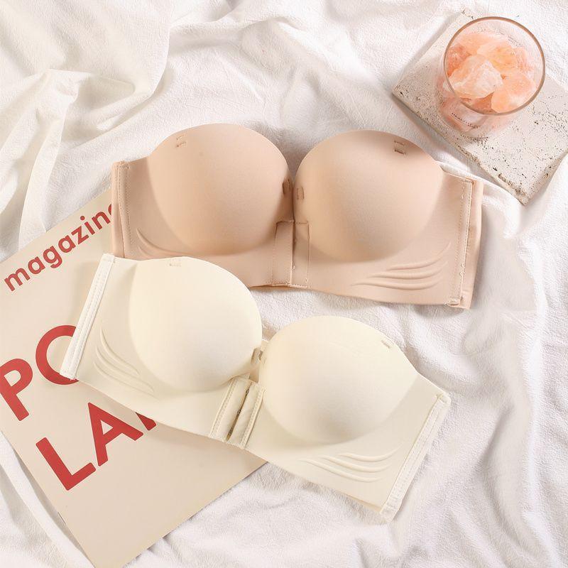 Product Introduction of Bra Lancar, untuk Wanita, Gesper Depan, Tanpa Tali, Tidak Licin, Dada Berkumpul, Seluar Dalam Dusty Pink 3