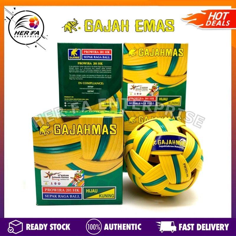 GAJAHMAS Bola Takraw Sepak Raga Tuju Hijau Kuning Prowira 201HK ...