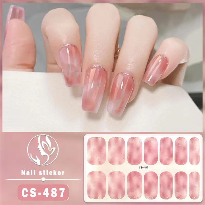 Miếng Dán Móng Tay Gel Nướng Tự Do, Phong Cách Mới, Không Có Đèn UV, Thiết Kế Hoa Và Bướm, Không Thấm Nước, Miếng Dán Đầy Đủ, [Ruiyap] 7