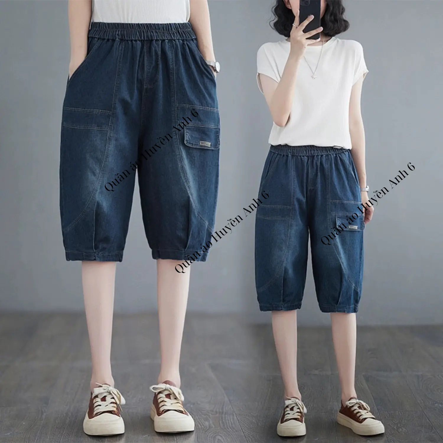 Quần Ngố Jeans Nữ Lưng Thun Ly Gấu Vải Demin Mềm [M15] Women quần  bò teddy  short Đen