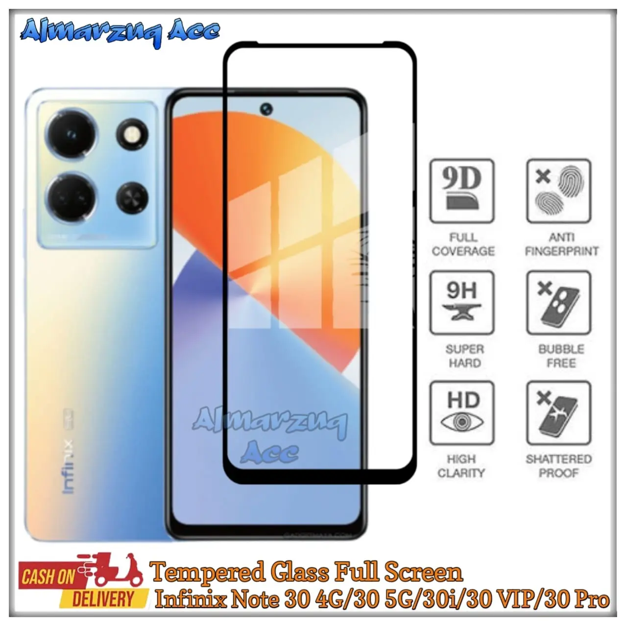 Tempered Glass Full Layar Infinix Note 30 4G 30 5G 30i 30 VIP 30 Pro Anti Gores Kaca Pelindung Layar