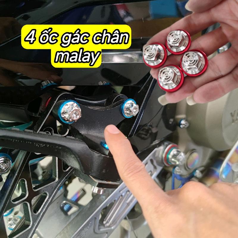 4 ốc salaya gắn GÁC CHÂN MALAY cho Exciter winer sonic kèm lông đền Inox Phụ Kiện Phụ Tùng