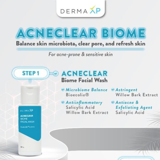 DERMA XP ACNE CLEAR BIOME FACIAL WASH, ACNE FACIAL WASH, SABUN MUKA KULIT BERJERAWAN 30 ml Berjerawat Kering Membersihkan Wajah Extract 1