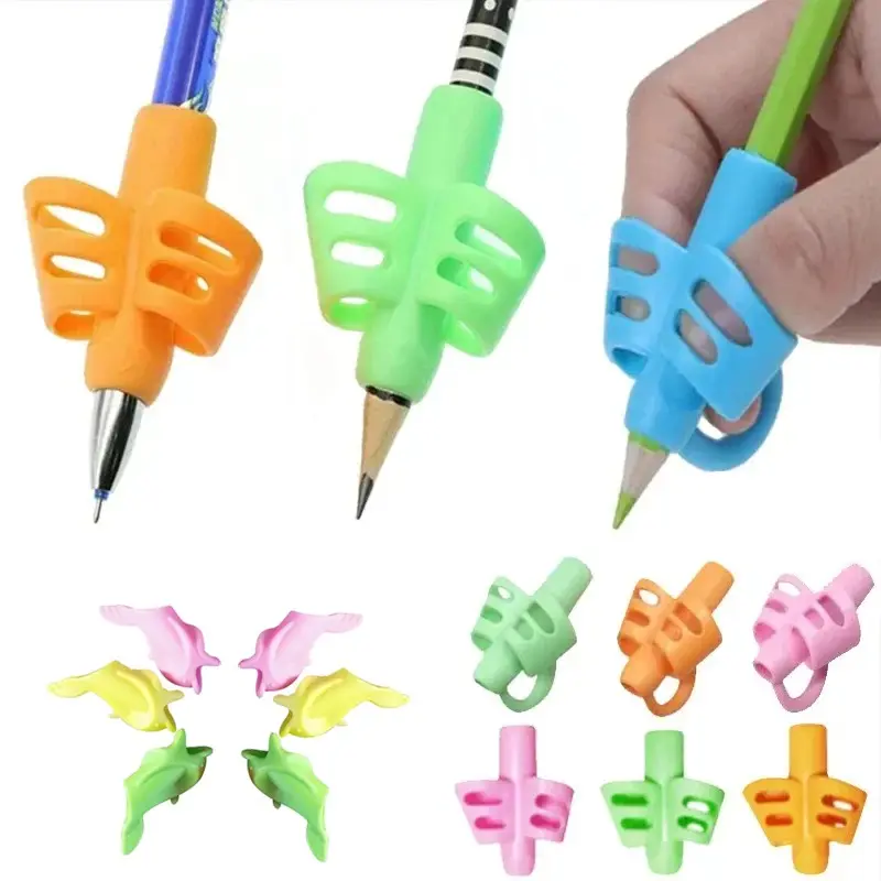 Bộ điều chỉnh viết, 3 cái, dành cho trẻ em, Giá đỡ bút chì viết, Dụng cụ điều chỉnh tư thế Ngón Tay Silicon 3/2 Ngón Tay
