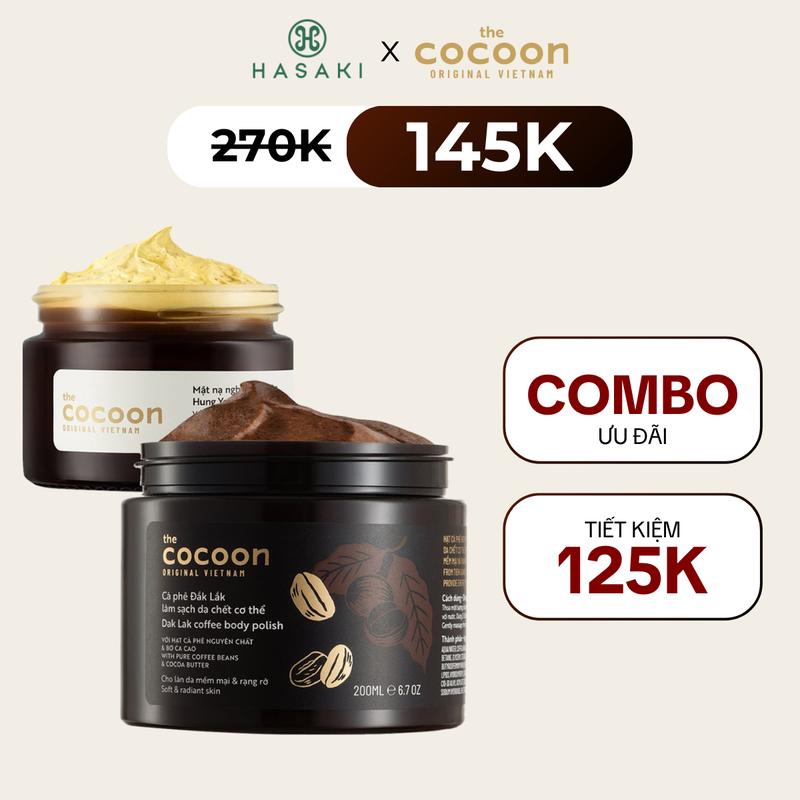 Combo Cocoon Mặt Nạ Nghệ Hưng Yên & Tẩy Da Chết Toàn Thân Cà Phê Đắk Lắk 30ml+200ml | HASAKI BEAUTY Dưỡng Da Body Dưỡng Body