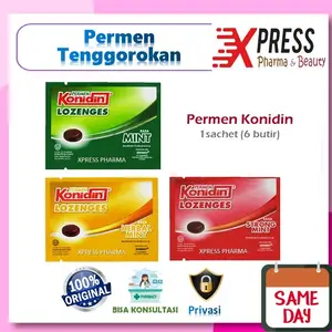 XPRESS ! Permen Konidin Lozenges Strongmint dan Mint Isi 6 Butir Herbal Batuk Tenggorokan Xpress Pharma