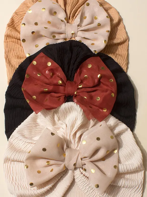 Baby's Bow Decor Textured Beanie Hat, Casual Soft Comfortable Hat for Daily Wear, Newborn Infant Kids Accessories for All Seasons 2