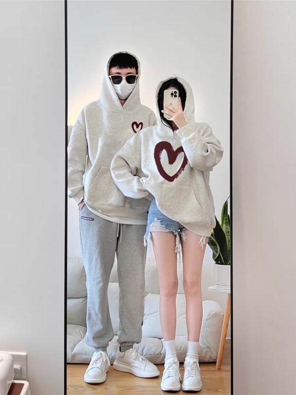 [Tặng CertificateLove] Áo đôi mùa đông hoodie sweater nam nữ nỉ bông cao cấp fom hàn quốc oversize trái tim đỏ A149 LOCAL BRAND Menswear Cotton Thun Dài Tay Đen Kem Lịch Tay Dài Cổ Tròn Tay Dài Cổ Tròn