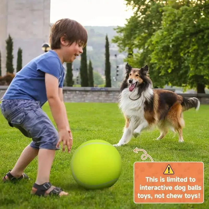 9.5 Inches Large Dog Tennis Ball, Outdoor Entertainment Inflatable Pet Toy, Funny Inflatable Exercise Ball, Durable Game Time Accessories, Enhance Pet Exercise and Intimacy 7