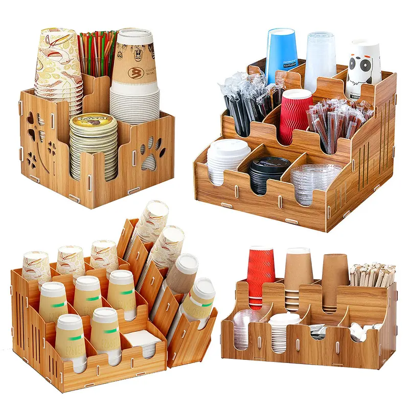 Giá Để Cốc Giấy, Giá Để Đồ Gia Dụng, Phòng Khách Và Phòng Ăn, Giá Để Cốc Bằng Gỗ Có Ống Hút, Thích Hợp Cho Cửa Hàng Cà Phê Và Quầy Bar, Giá Để Đồ Dùng Dùng Một Lần, Người Sắp Xếp Gia Đình Kitchen Nhà Bếp 1