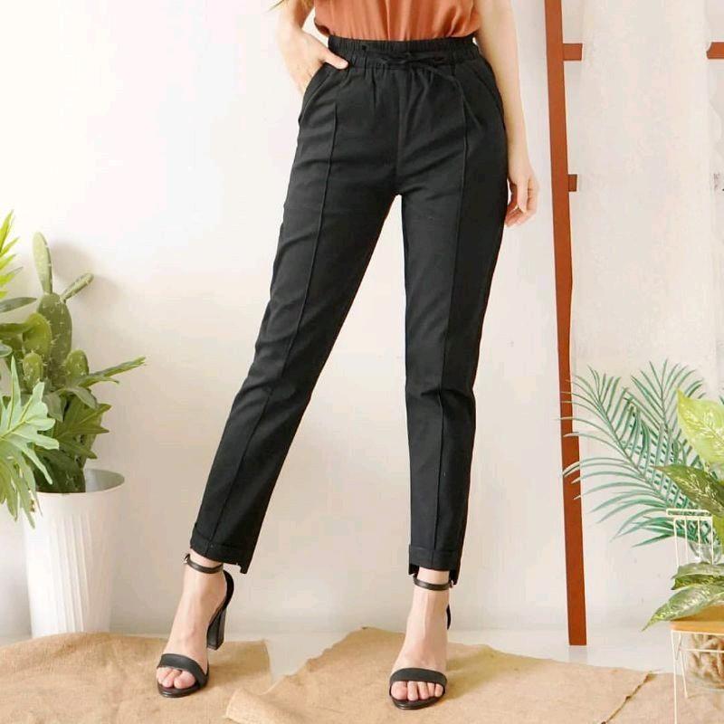 BAGGY PANTS STRETCH CELANA KATUN WANITA CELANA KANTOR WANITA 6