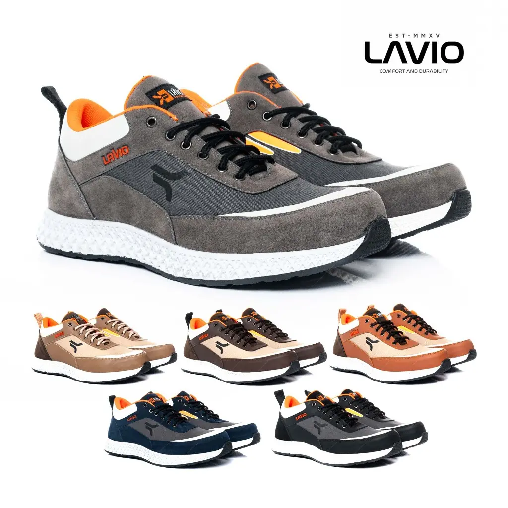 Lavio Sepatu Pria Safety Sport Kerja Original Best Quality Lavio Hugo 707 Glow in the dark | bersinar dalam gelap Rubber ringan Besi Shoes High Synthetics Brown Work & Safety Footwear