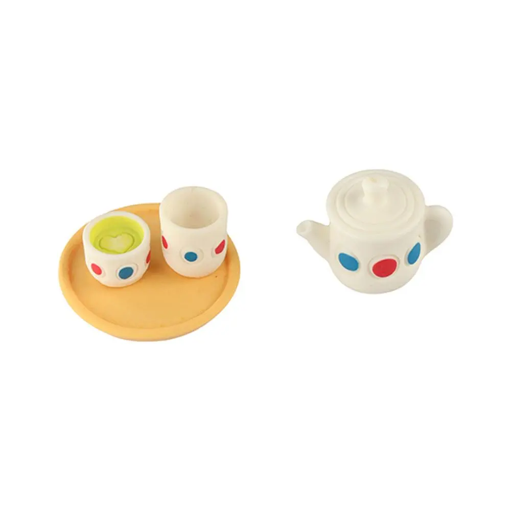 Dolls House Kitchen Furniture Mini Tea Set Dollhouse Miniature Teapot Cups Set Model Resin Dollhouse Mini Resin Kettle Pour Over Kettle Colorful Kettle Simulation Teapot Model Doll House Decoration